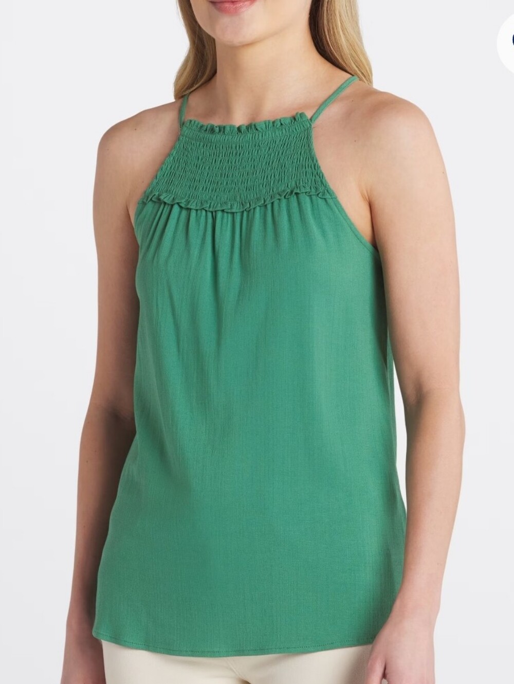 Green Smocked Halter Tank Top - Women